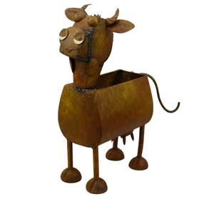 Classic Rusty Cow Flower Pot Crafts for Garden Decorative