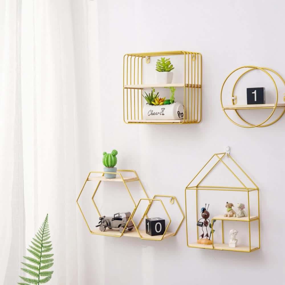 Nordic Ins Wind Iron Art Wall Mounted Storage Holders Racks For Living Room Bathroom Kitchen Bathroom Decoration