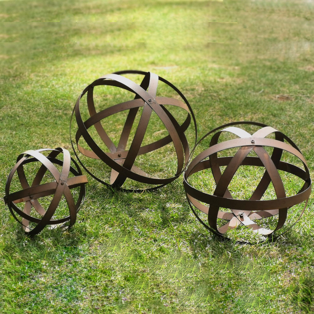 Modern Outdoor Decor Large Spheres Metal Folding Garden Ball Yard Lawn Ornaments 