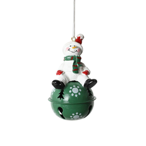 2022 Customize Hot Sell Painted Resin Metal Cute Santa Snowman Elk Christmas Bell Ornaments For Holiday Party Decor