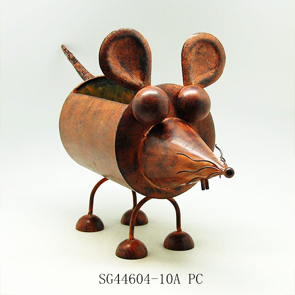 Handmade Metal Cartoon Animal Dog Shape Flower Pot for Decorative Home Ornament