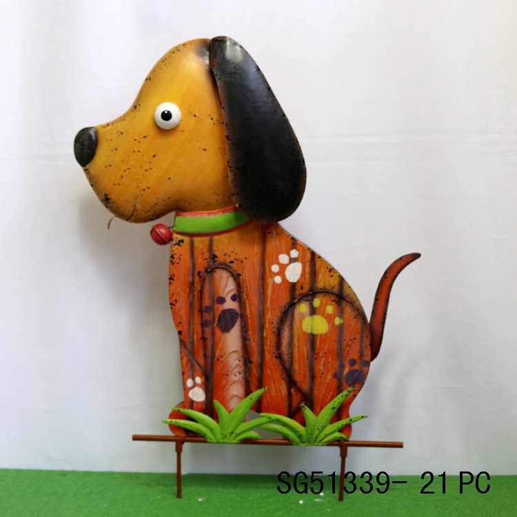 SINO GLORY Metal Iron Animal Dog Outdoor Decorative Garden Stake Beach