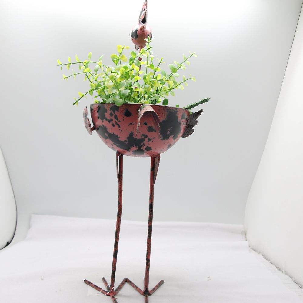 Hot Home Decoration Standing Animal Bird Metal Flower Pot