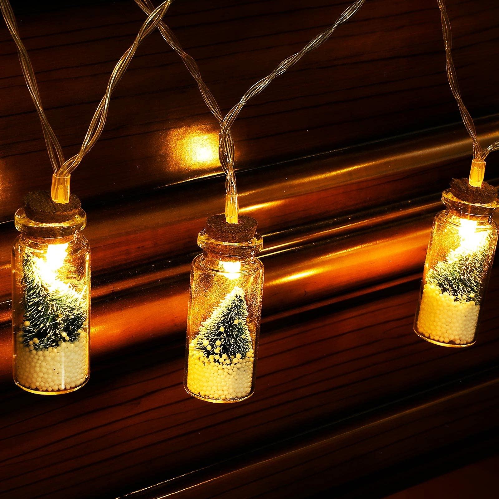 1.5M Outdoor Mini Snowflake Glass Wishing Bottle Christmas Tree Fairy String Lights For Home Party Decor Garden Patio