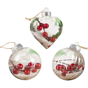 New Style 8Cm Round Heart Shaped Led Transparent Plastic Ball Light Christmas Tree Hanging For Home Living Room Bedroom