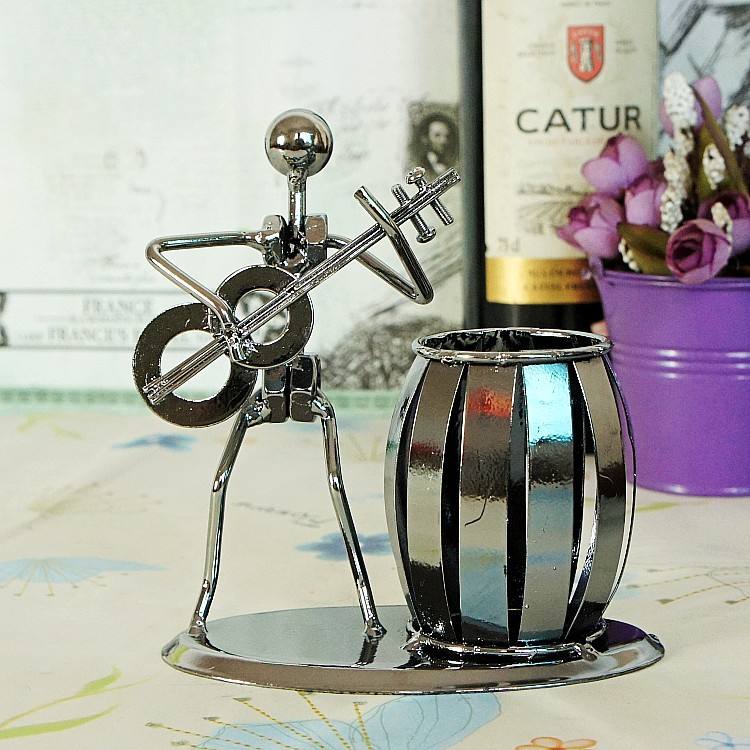 2022 Creative Music Theme Metal Pencil Holder Decorative Office Supply Pen Organizer Desktop Decoration Stand Container