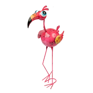 handcraft colorful pink flamingo garden ornaments decor metal birds statue