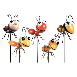 OEM Design Metal Insect Crafts Dragonfly Bee Ladybug Decorative Garden Palnt Yard Stake Decoration