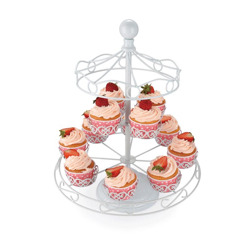 Rotatable Small Cake Stand 12 Cups Wrought Iron Party Turntable Stand For Cake