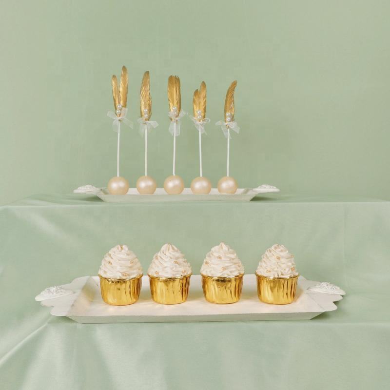 Retro White Dessert Table Decoration Wrought Iron Cake Tray Party Display Cake Stand Set Metal