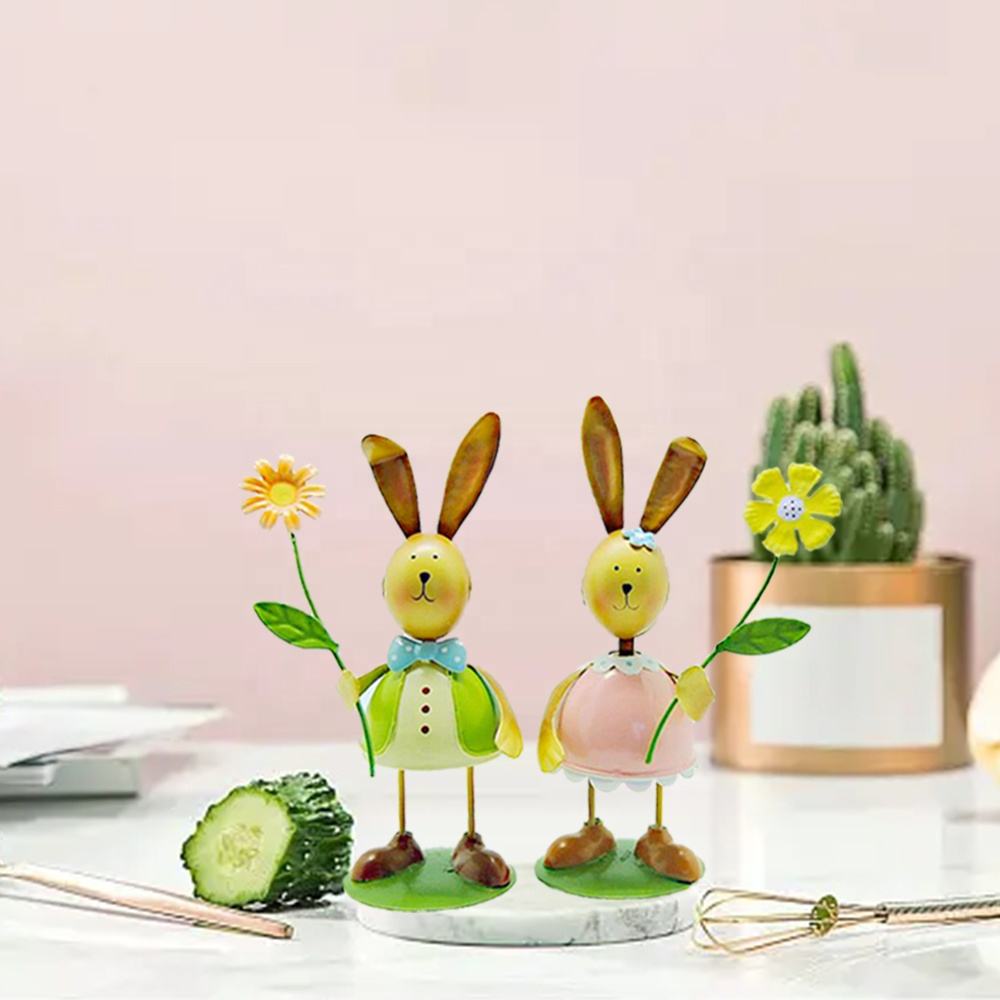 Custom Cute Metal Easter Rabbit Decoration For Home Garden Spring Ornaments Holiday Decorations