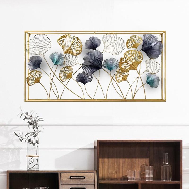 Creative Elegant Iron Art Ginkgo Leaf Wall Hanging For Living Room Sofa Background Home Decor