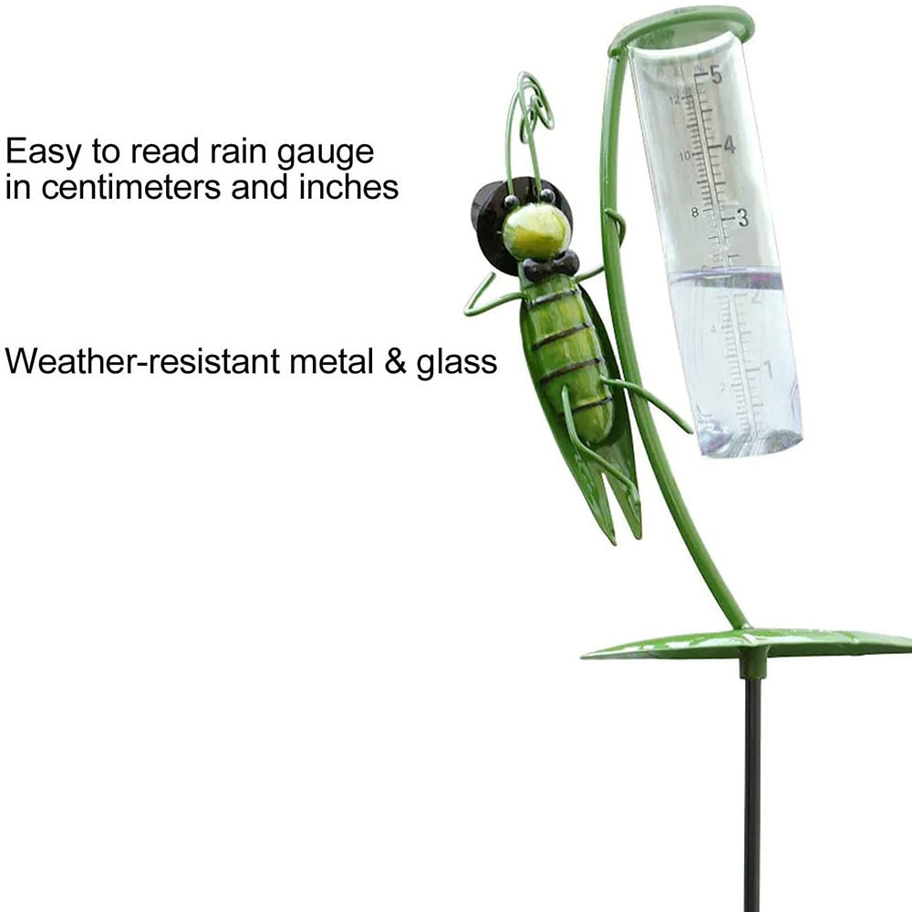 Outdoor Garden Ornament Metal Grasshopper Rain Gauge For Garden Yard Lawn Decor Halloween And Christmas Day