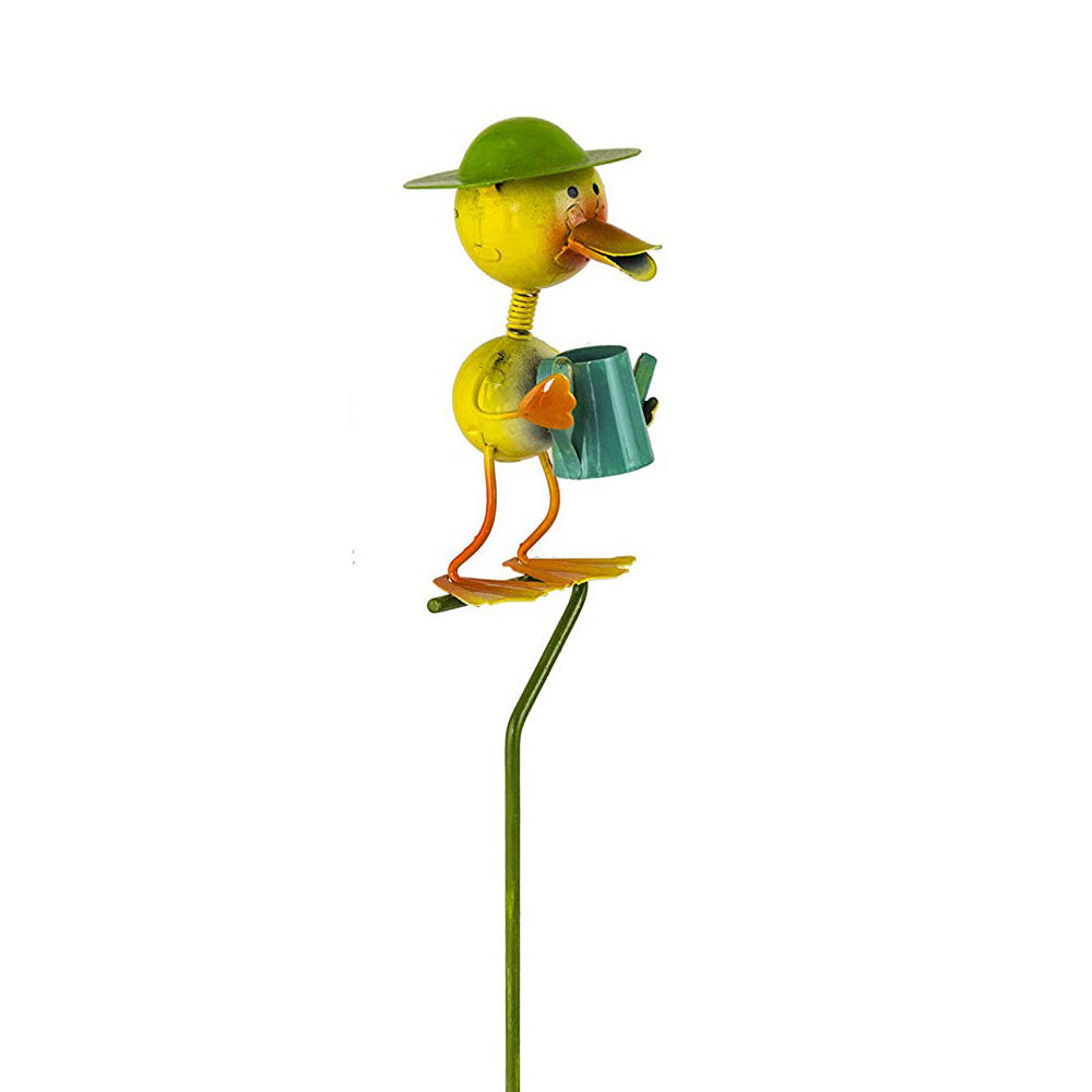 Wholesale Amazon Durable Cute Metal Garden Gnomes Bird Decorative Plant Stake for Flower Pot