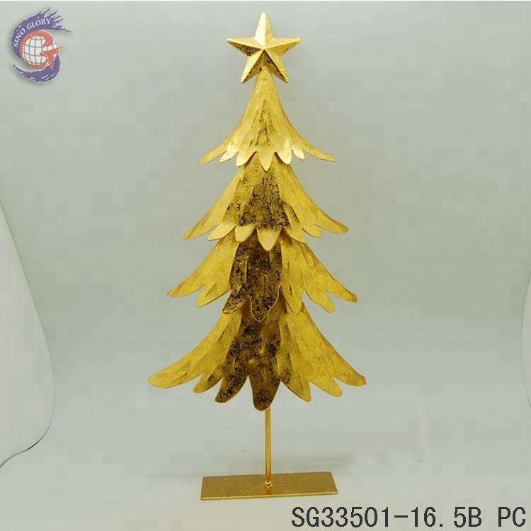 Mini gold colour metal Christmas tree craft for decorating home