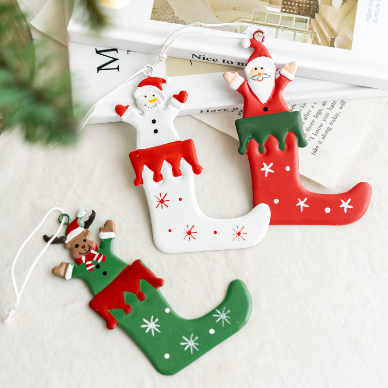 2022 Creative Metal Xmas Socks Shape Pendant Decoration Hanging Gifts Decor Christmas Tree Home Ornaments