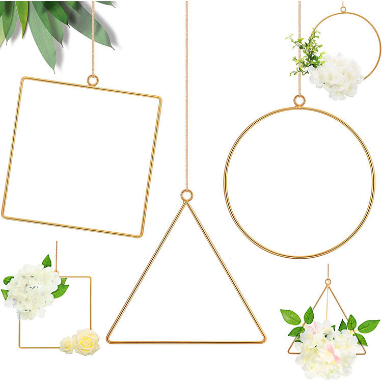 Wall Hanging Wedding Decor Metal Floral Geometric Frame Hoop Flowers Wreaths