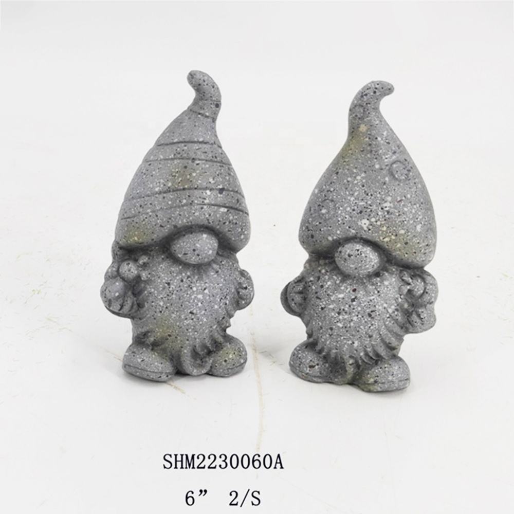Outdoor Mini Cute Red Yellow Hats Ceramics Gnome Art Statue For Home Living Room Porch Garden Yard