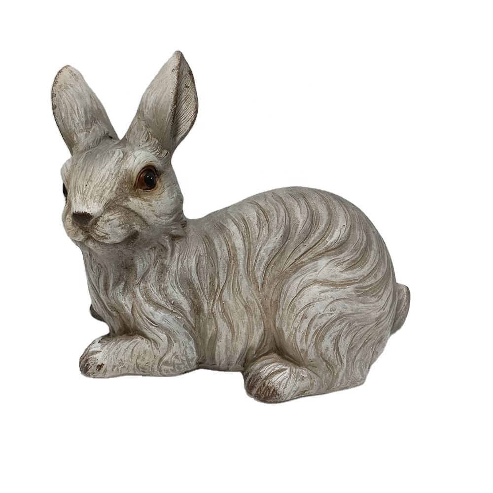 Outdoor Cute Realistic Magnesium Oxide Rabbit Statues For Small Yard Garden Animal Lawn Ornaments