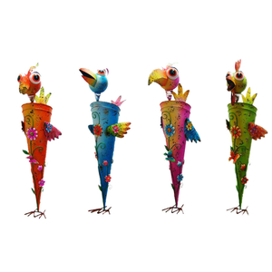 2022 Creative New Colorful Cute Animal Cartoon Metal Big Bird Shape Flower Pot Potted Plant Decoration
