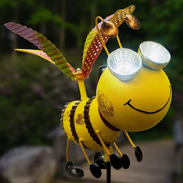 Outdoor Autumn Decor Solar Garden Bee Stake Light For Pathway Walkway Lawn Patio Yard Decorations