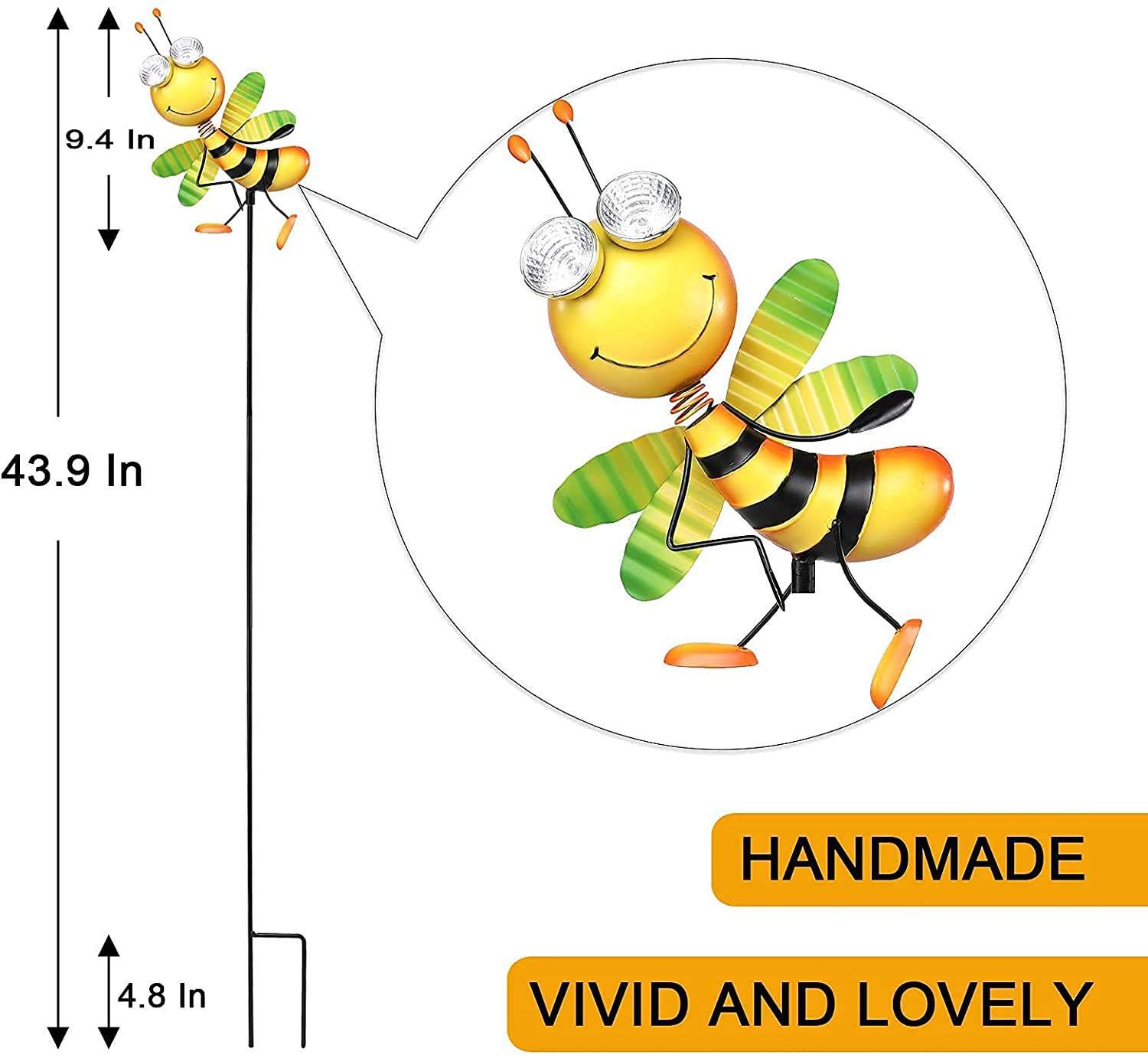 Outdoor Funny Solar Lights Waterproof Metal Bee Garden Stake For Yard Landscape Gifts Decorations