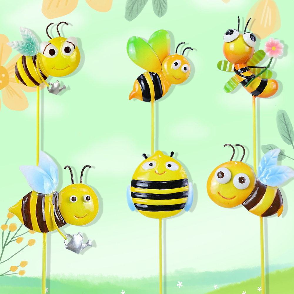Wholesale Cute Insect Metal Bee Balance Garden Stake