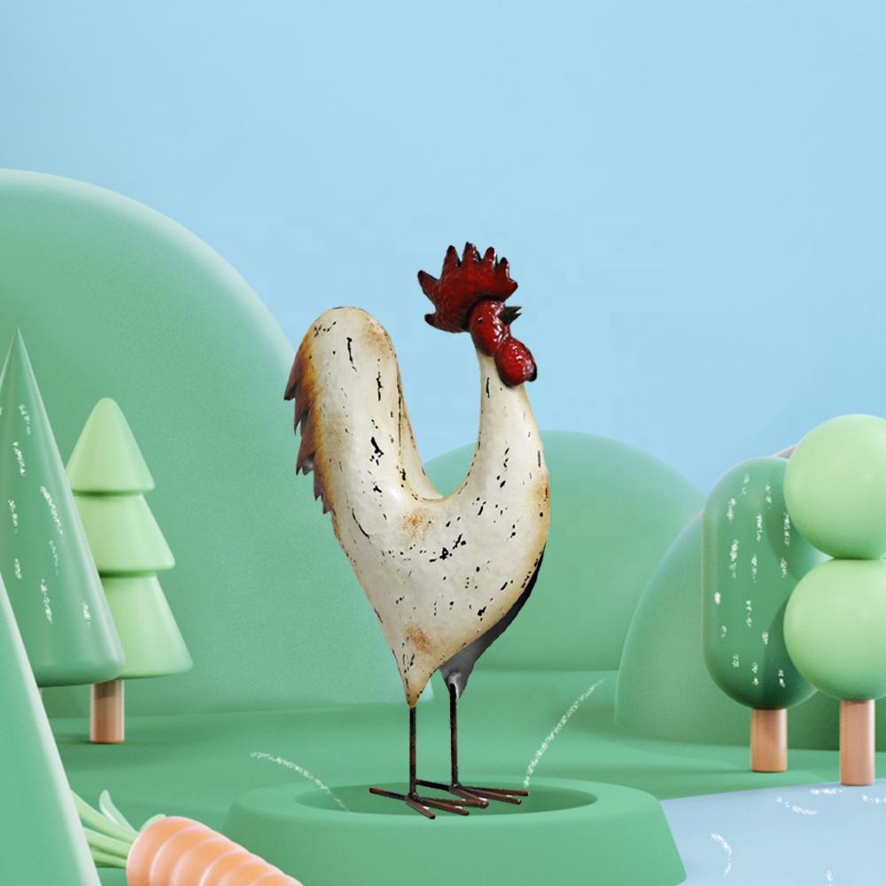 Outdoor Metal Chicken Statues Animal Art Ornament For Home Backyard Garden Lawn Decoration
