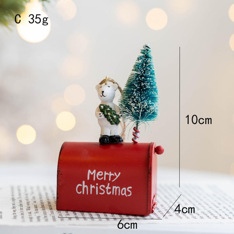 2022 New Christmas Metal Old Man Snowman Letter Box Pendant Christmas House Pendant Christmas Tree Decoration