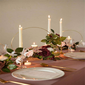 Candle Holder Sweetheart Table Ceremony Reception Artificial Flowers Decorations Wreath Wire Hoop