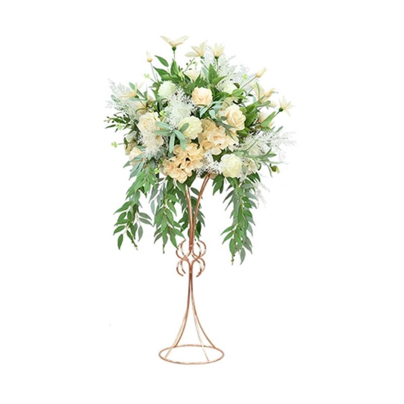 Gold Flower Stand Wedding Wrought Iron Ornaments Geometric Outdoor Floor Metal Vase Flower