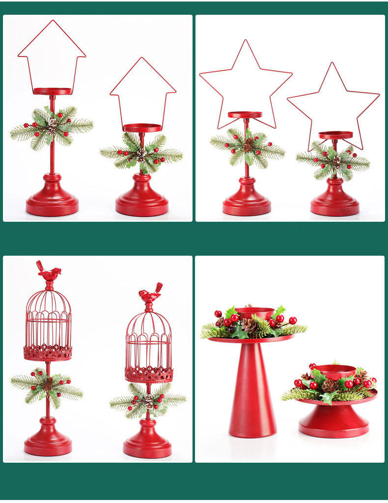 Romantic Five-Pointed Star Christmas Metal Pillar Candle Holder Home Decorations Retro Diy Candle Holder Set Weddings