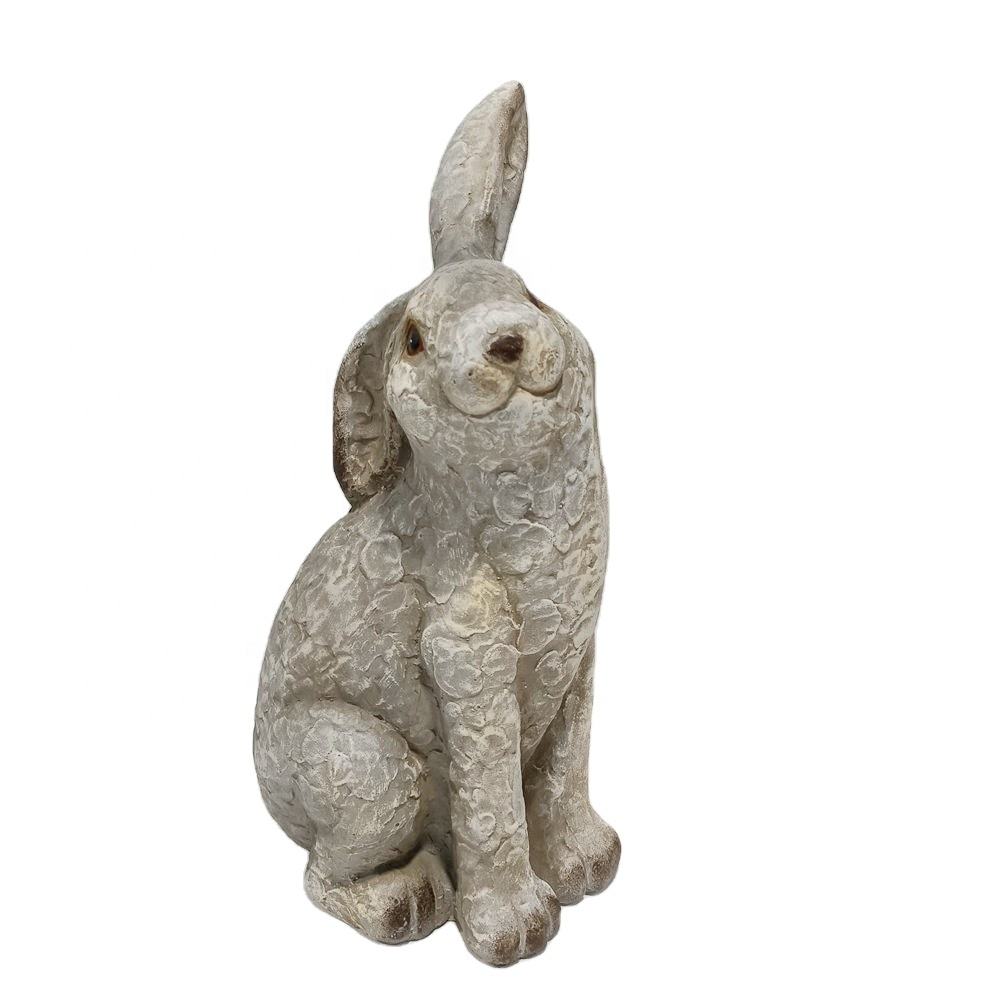 Outdoor Cute Realistic Magnesium Oxide Rabbit Statues For Small Yard Garden Animal Lawn Ornaments