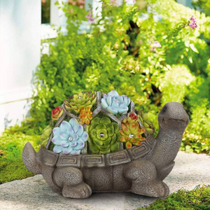 Solar-Powered Turtle Garden Statue with Succulent And 7 LEDs Large Tortoise Figurine for Outdoor Decor Perfect for Yard Lawn And Winter Season Great Gift Idea