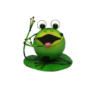 Cute Animal Metal Garden Decor Ornaments Green Smart Yoga Frog Statues For Outdoor and Indoor