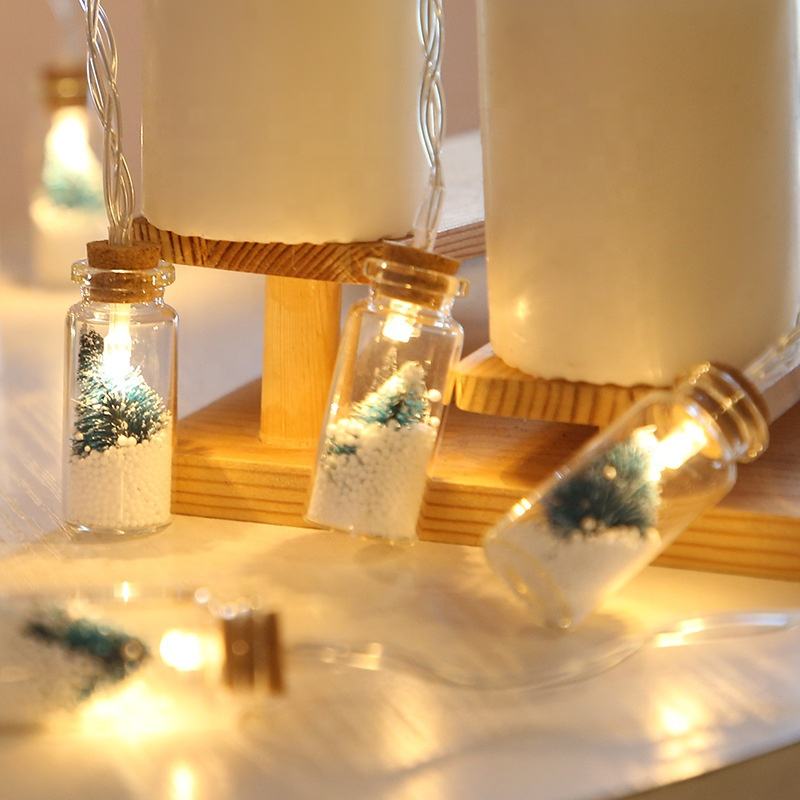 1.5M Outdoor Mini Snowflake Glass Wishing Bottle Christmas Tree Fairy String Lights For Home Party Decor Garden Patio