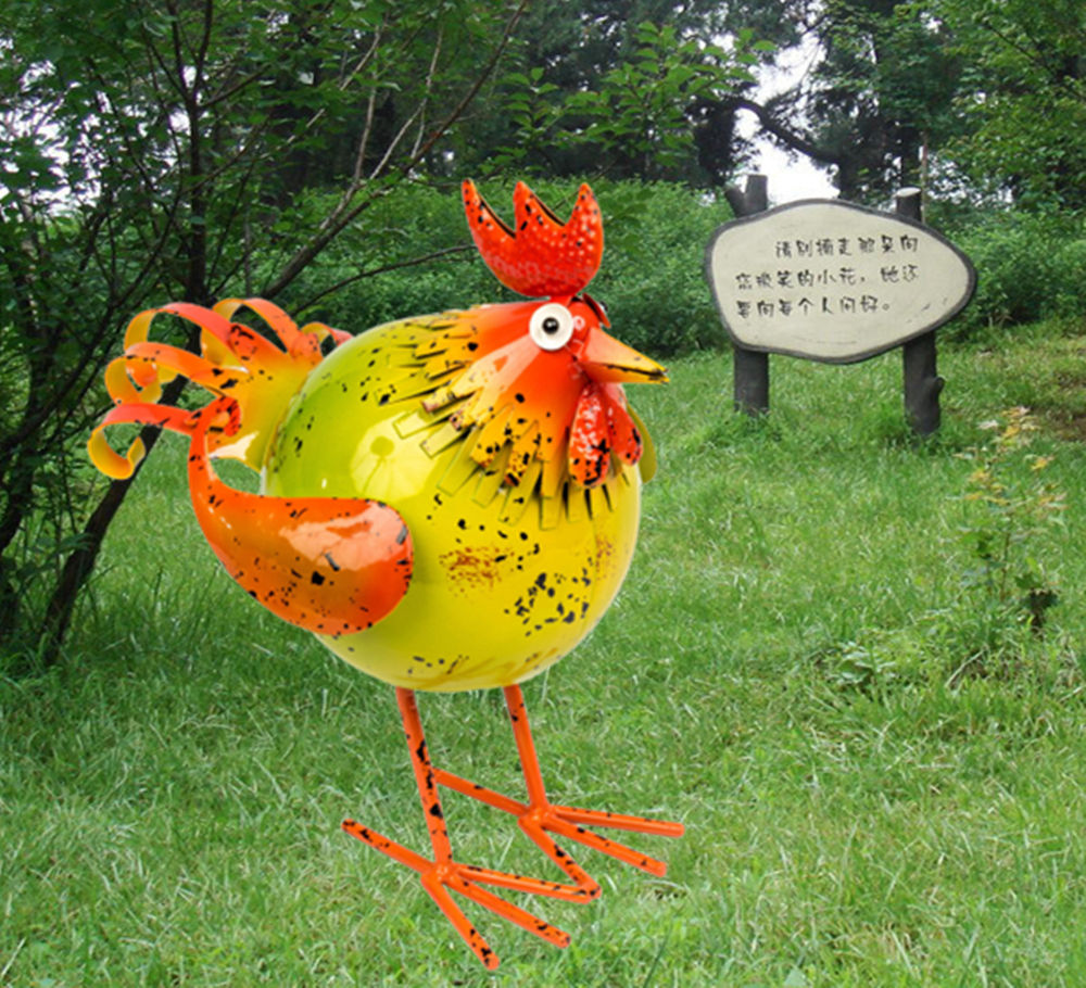 Metal chicken arts crafts outdoor decorations for garden