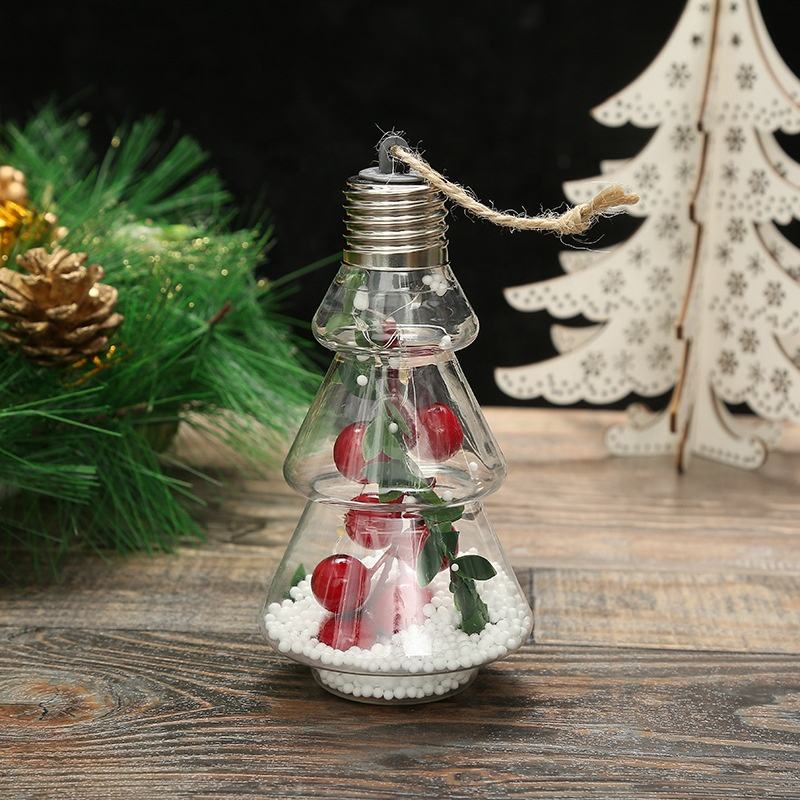 Outdoor New Style Xmas Led Pentagram Christmas Tree Lighted Hangings Creative Transparent Plastic Balls