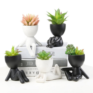 Cute Mini Small Humanoid Personality Succulent Planter Ceramic Flower Pot Plant Pots