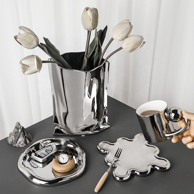 2022 Creative Multiple Styles Electroplate Ceramic Vase For Home Bedroom Living Room Desktop Furnishings Ornaments