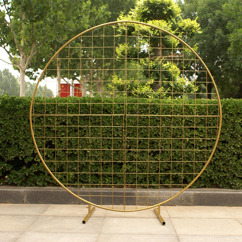 Wrought Iron Circular Grid Round Shelf Stage Decoration Screen Wedding Backdrop Stand