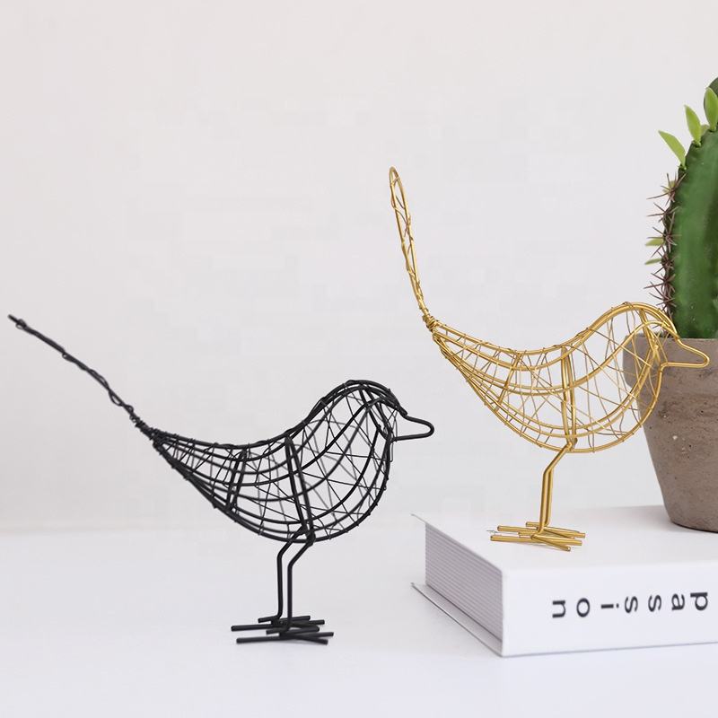 Indoor Cute Home Decor Small Animal Statues Handicraft Metal Bird Decorative For Living Room Bedroom Garden