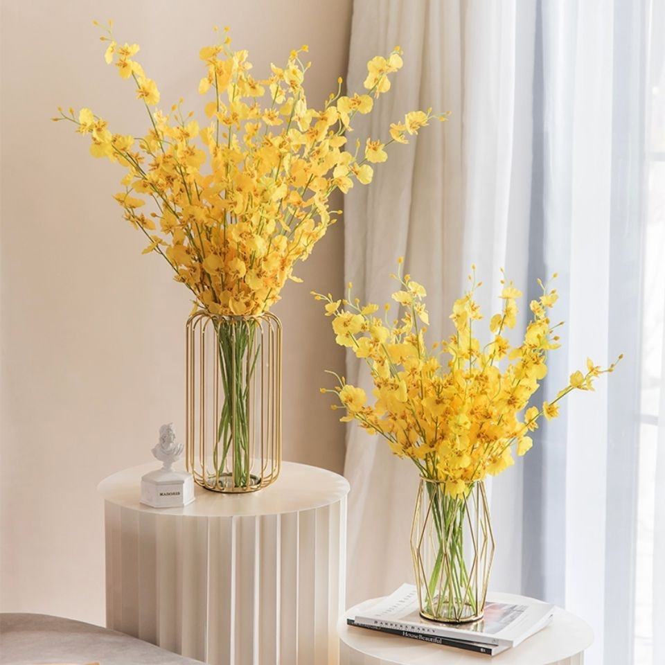 Nordic Golden Metal Lantern Vase Decoration Candle Holder Crafts Flower Table Stand