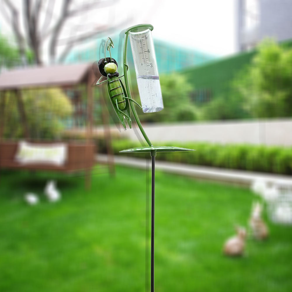 Outdoor Garden Ornament Metal Grasshopper Rain Gauge For Garden Yard Lawn Decor Halloween And Christmas Day